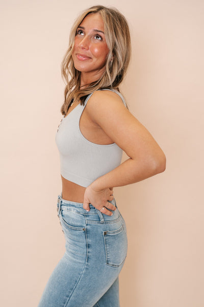Elsie Button Front Cropped Tank