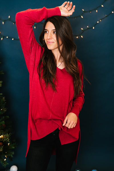 Faded Red Comfy Sweater