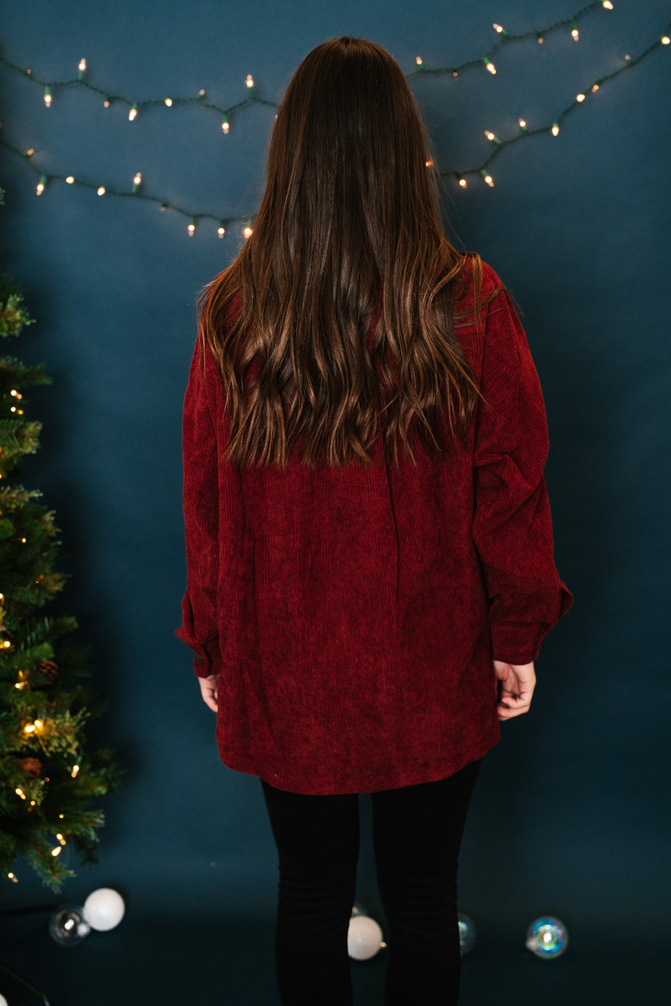 Dark Rust Corduroy Shacket - Online
