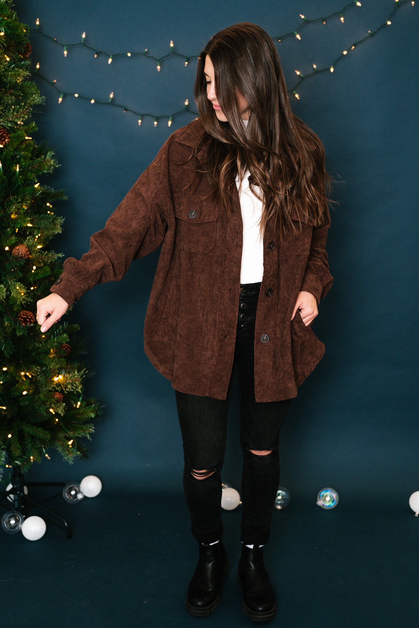 Brown Corduroy Shacket - Online