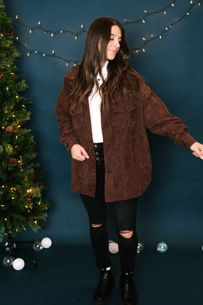 Brown Corduroy Shacket - Online
