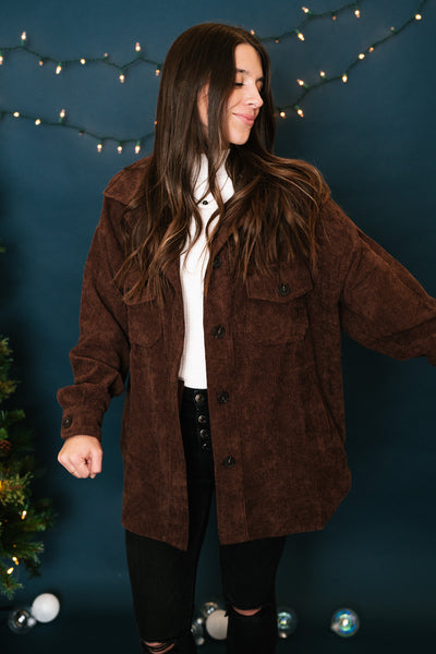 Brown Corduroy Shacket - Online