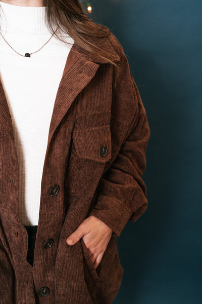 Brown Corduroy Shacket - Online