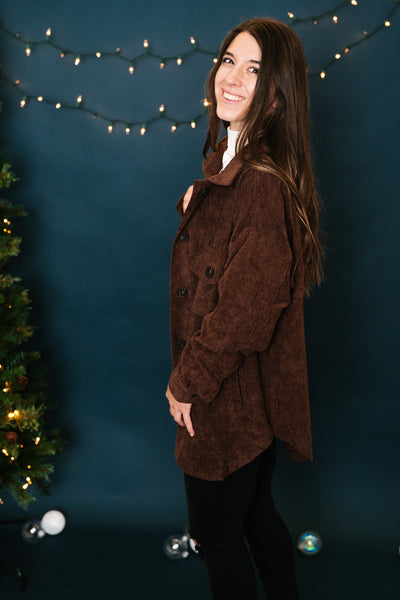 Brown Corduroy Shacket - Online