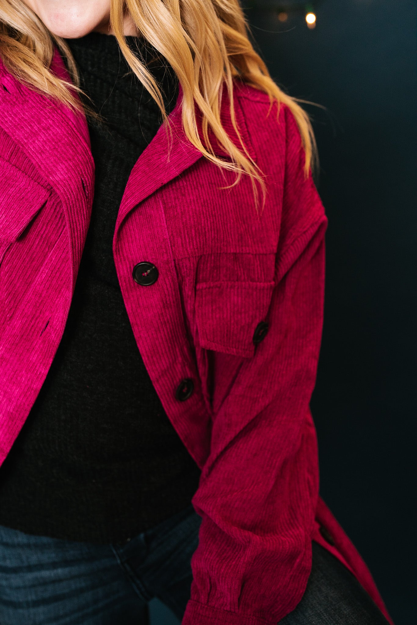 Magenta Corduroy Shacket - Online