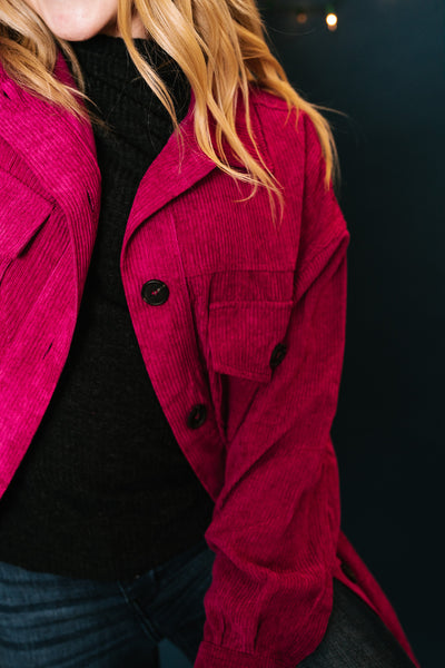 Magenta Corduroy Shacket - Online