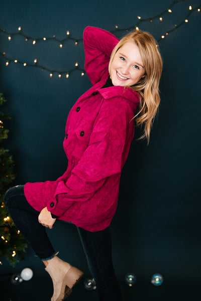 Magenta Corduroy Shacket - Online