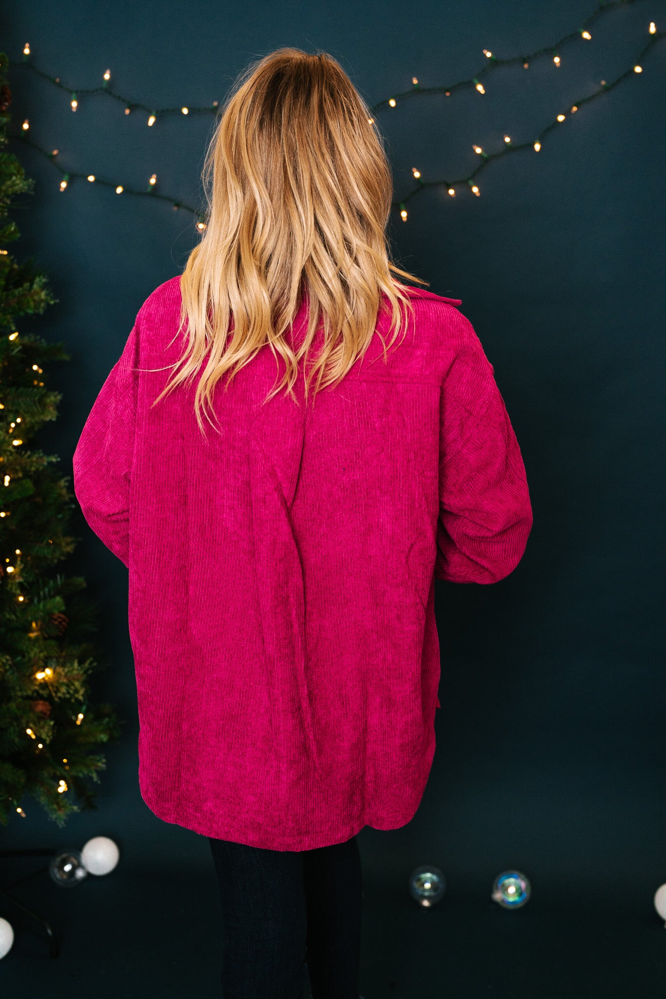 Magenta Corduroy Shacket - Online