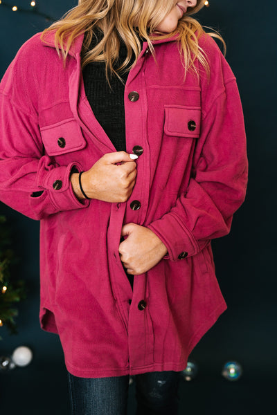 Hot Pink Fleece Shacket- Online