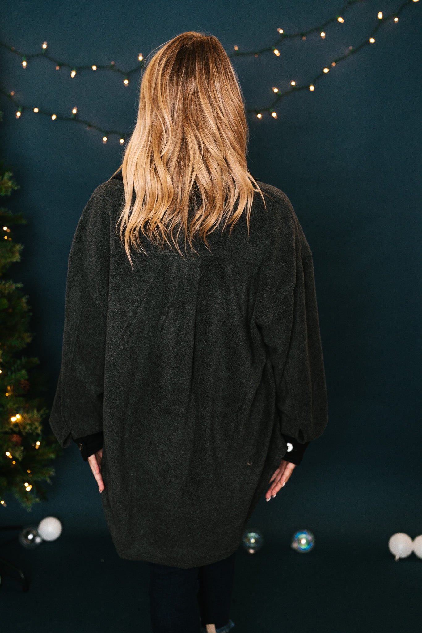 Charcoal Fleece Shacket- Online